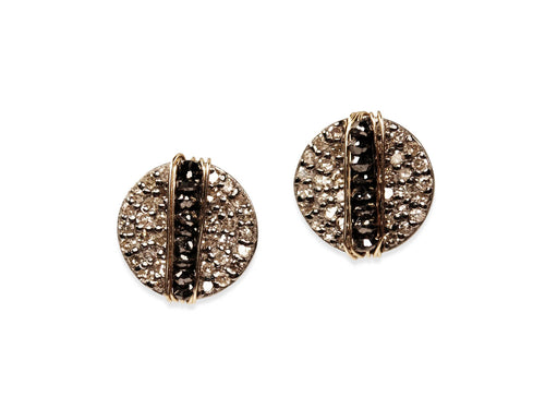 Pavé Rustic Gray and Black Diamond Stud Earrings