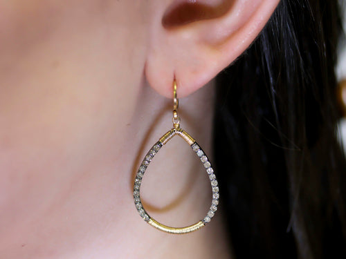 Pavé Gray Rustic Diamond Drop Earrings