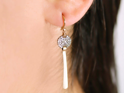 Pavé Rustic Gray Diamond Dangle Earrings