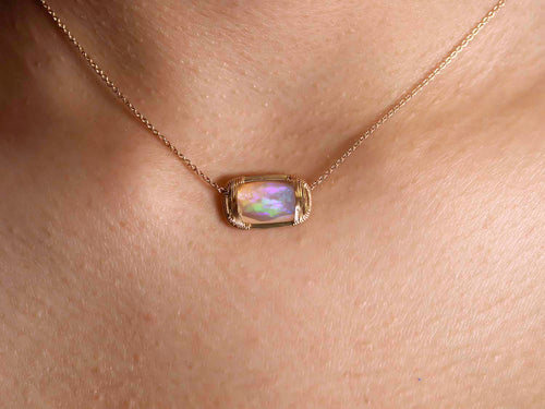 Rose Cut Ethiopian Opal Pendant Necklace