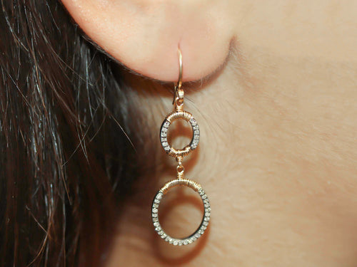 Rustic Gray Diamond Dangle Earrings