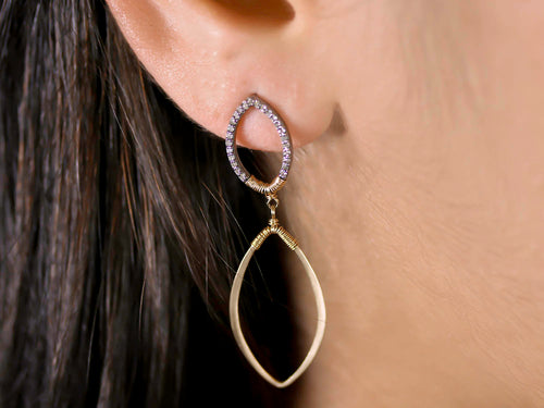 Pavé Rustic Gray Diamond Dangle Earrings