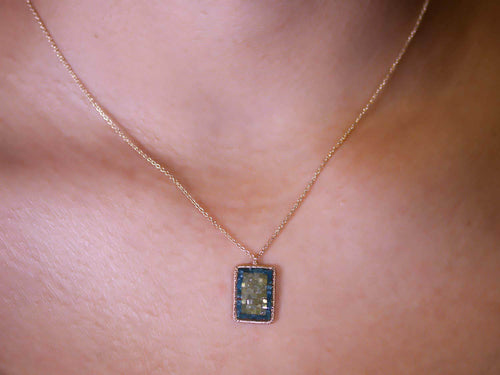 Green and Teal Diamond Pendant Necklace