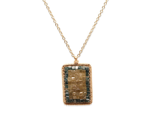 Green and Teal Diamond Pendant Necklace
