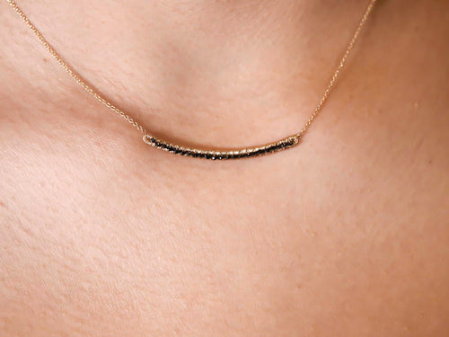 Black Diamond Bar Pendant Necklace