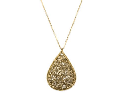 Gray Diamond Bead Pendant Necklace