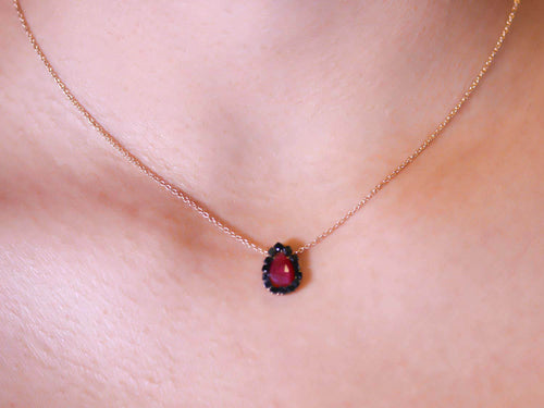 Ruby and Black Diamond Pendant Necklace