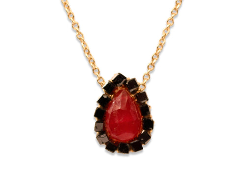 Ruby and Black Diamond Pendant Necklace