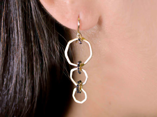 Black Diamond Circle Earrings