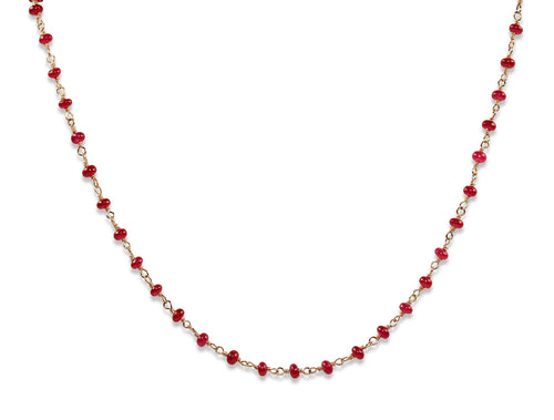 Ruby Bead Necklace in Yellow Gold