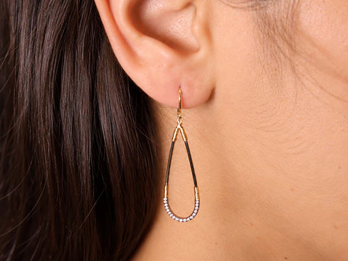 Pavé Gray Rustic Diamond Drop Earrings