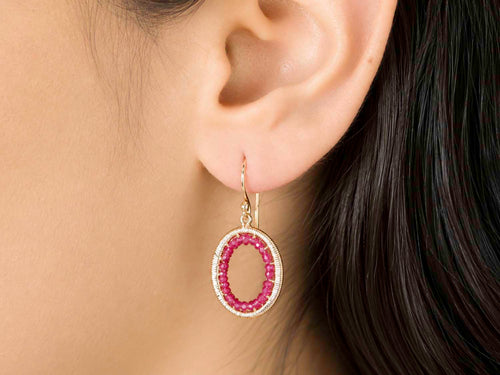 Ruby Bead Drop Earrings