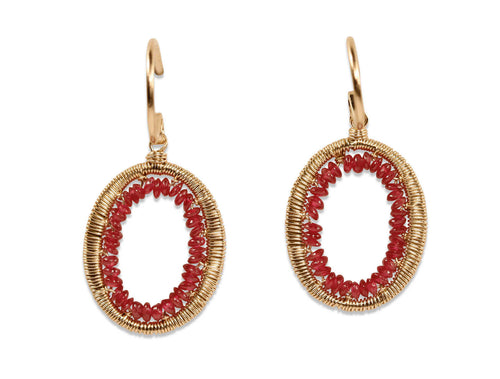 Ruby Bead Drop Earrings