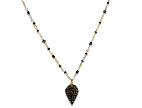 Pavé Black Diamond Pendant with Spinel Bead Necklace