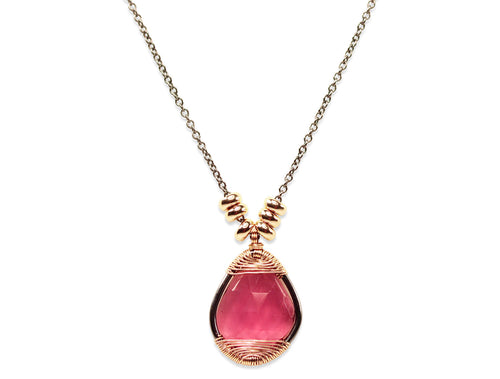 Pink Tourmaline Pendant Necklace