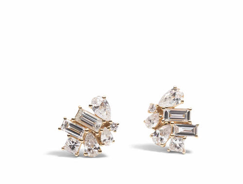 Diamond Trellis Bud Stud Earrings