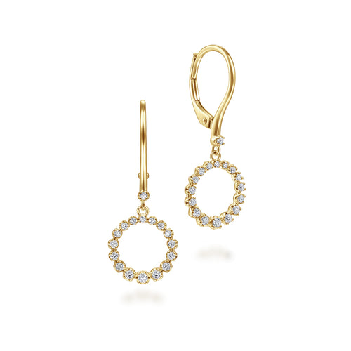 Diamond Circle Drop Earrings
