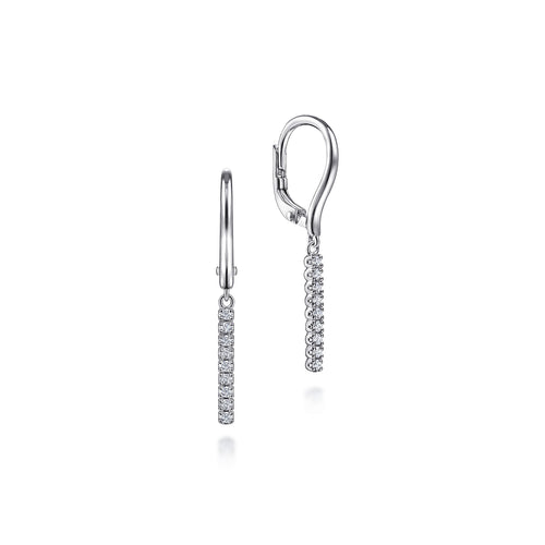 Pavé Diamond Bar Drop Earrings