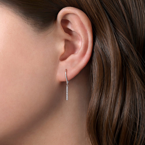 Pavé Diamond Bar Drop Earrings