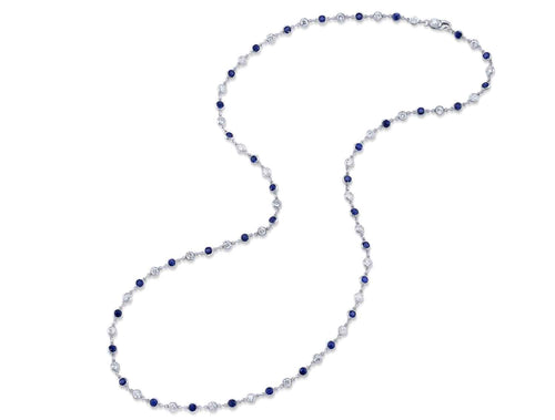 Sapphire and Diamond Necklace in Platinum