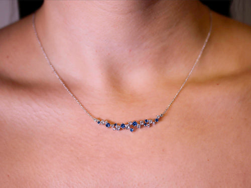 Diamond and Sapphire Necklace in White Gold