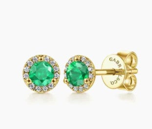 Emerald and Diamond Stud Earrings