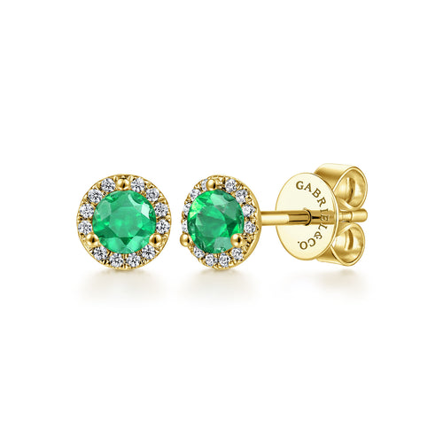 Emerald and Diamond Stud Earrings