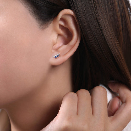 Petite Sapphire And Diamond Stud Earrings