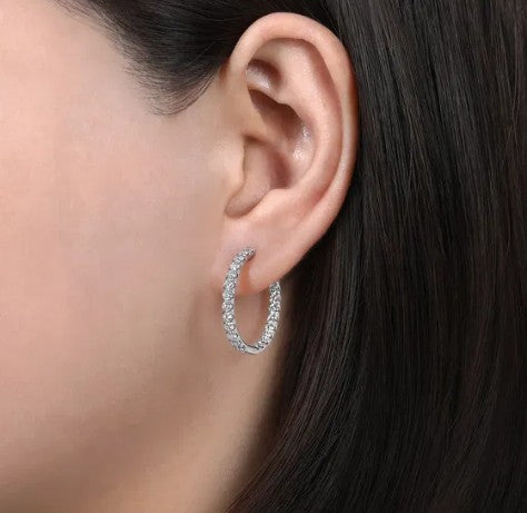 French Pavé Diamond Inside-Outside Hoop Earrings