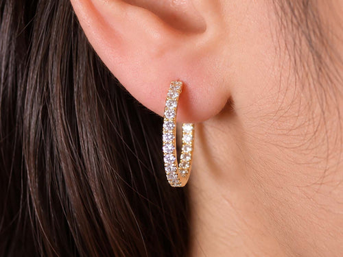 French Pavé Diamond Inside-Outside Hoop Earrings