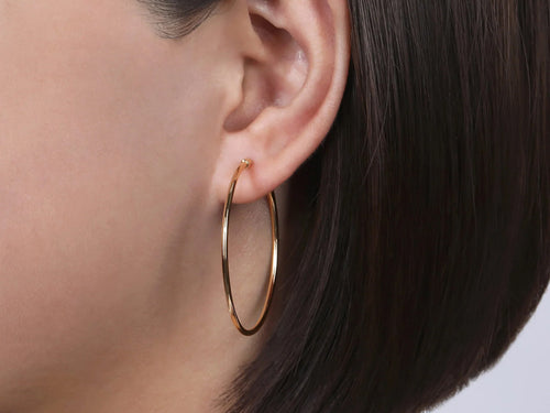 Classic Round 40mm Hoop Earrings in Rose Gold