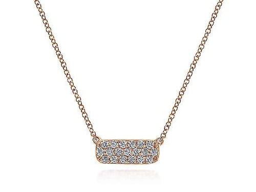 Petite Diamond Bar Necklace in Rose Gold