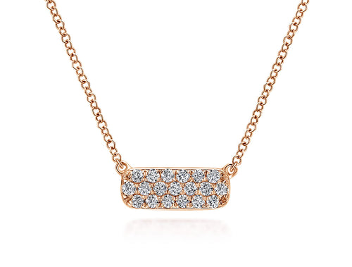 Petite Diamond Bar Necklace in Rose Gold