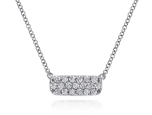 Petite Diamond Bar Necklace in White Gold