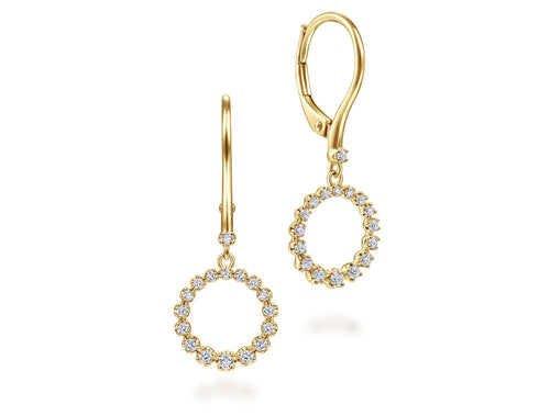 Diamond Circle Drop Earrings