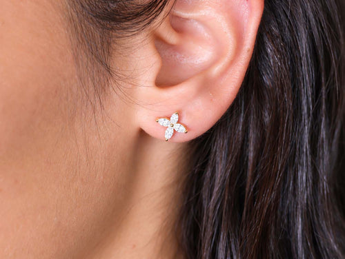 Marquise-Cut Diamond Stud Earrings