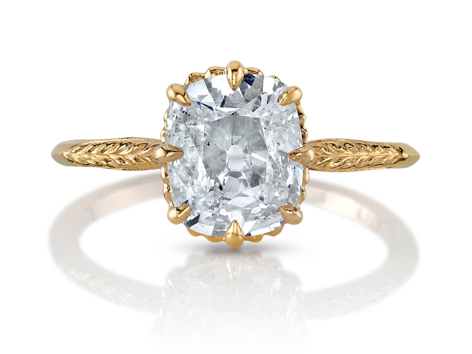 Arts & Crafts Movement Solitaire Old Mine Cut Diamond Ring | Bentley by Trumpet & Horn