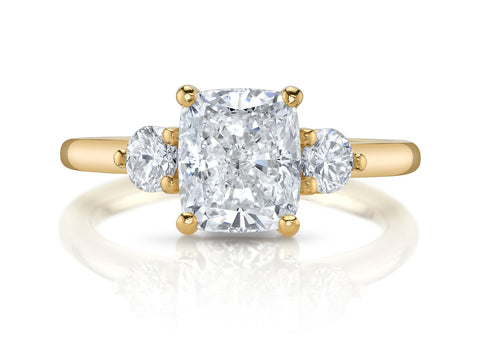 Champagne Diamond Asymmetric Cluster Ring