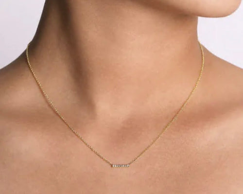 Petite Diamond Bar Necklace in Yellow Gold