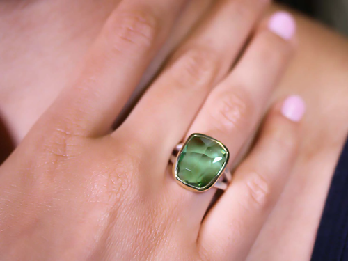 Bezel Set Green Amethyst Ring