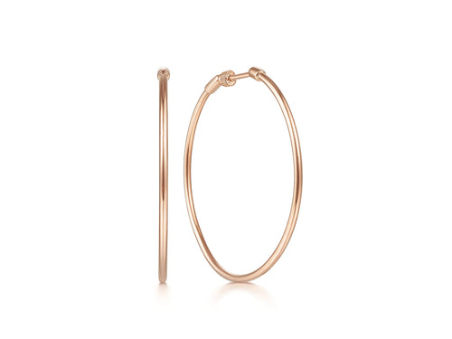 Classic Round 40mm Hoop Earrings in Rose Gold