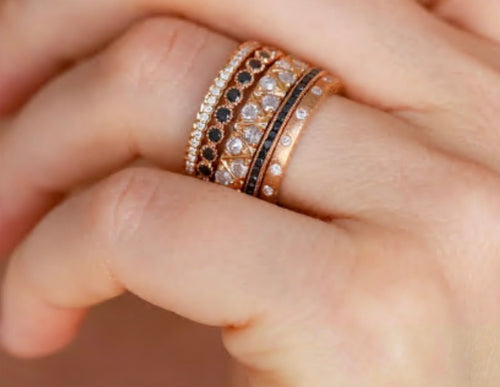 Black Diamond Eternity Wedding Band in White Gold
