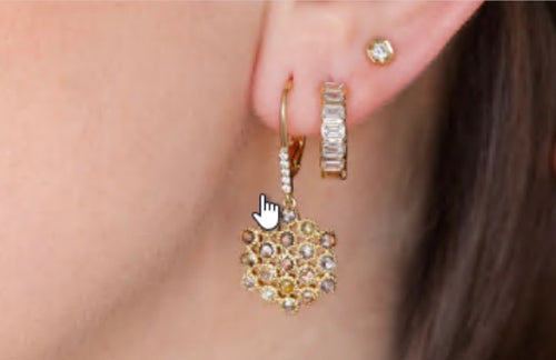 Emerald Cut Diamond Huggie Earrings
