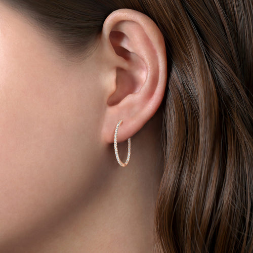 "Inside-Out" French Pavé Diamond Hoop Earrings