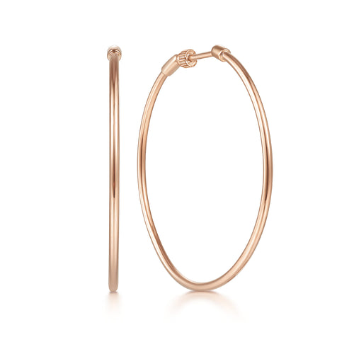 Classic Round 40mm Hoop Earrings in Rose Gold