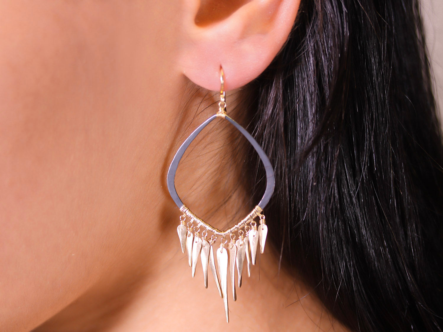 Dangling Fringe Earrings in Mixed Metals