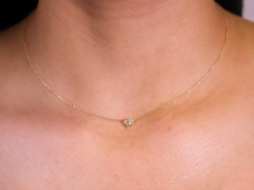 Petite Diamond Trio Pendant Necklace in 14K Yellow Gold