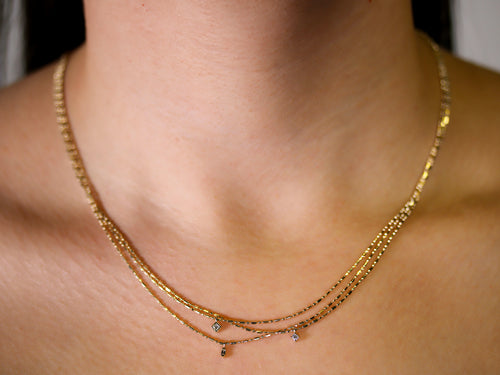 Multi-Strand Diamond Necklace in 14K Yellow Gold
