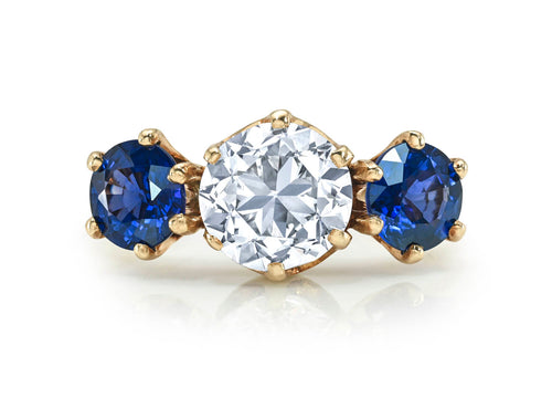 Antique Art Deco Sapphire and Diamond Engagement Ring