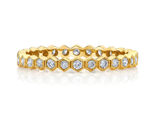 Bezel Diamond Eternity Wedding Band in Yellow Gold